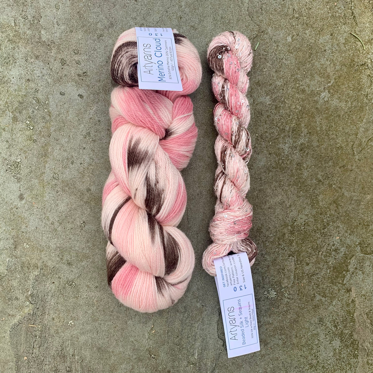 Artyarns Beaded Silk + Sequins Light in HushPuppy Pink 130